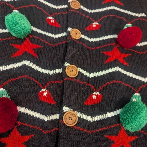 American Stitch vest size large ugly Christmas sweater pom pom balls cardigan XL - Picture 2 of 7